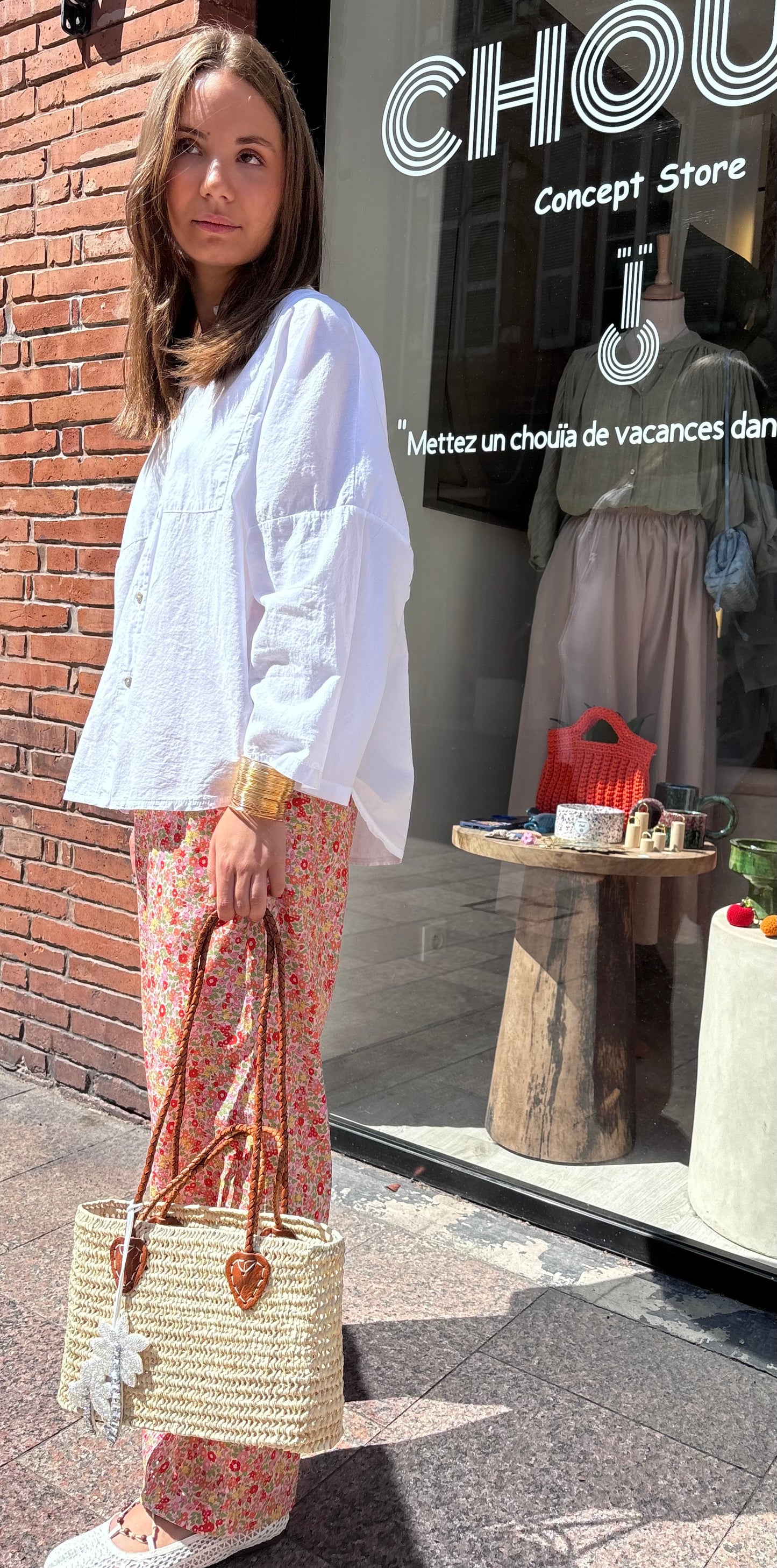 Pantalon « Suzette » rose/oranger