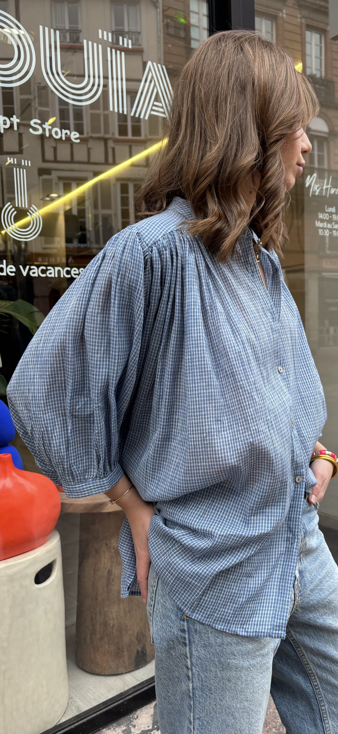 Blouse « Ibiza » bleu Vichy