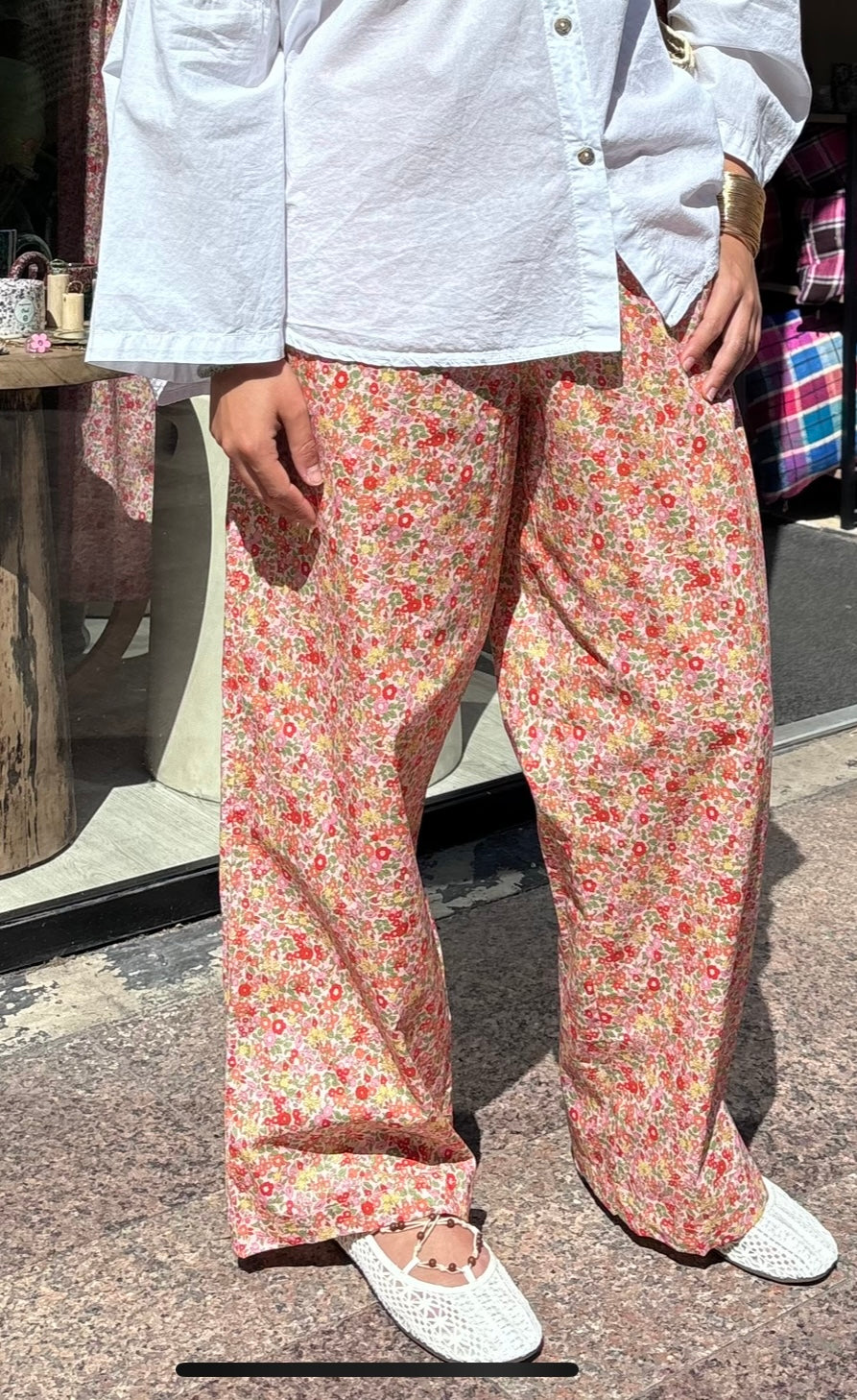 Pantalon « Suzette » rose/oranger
